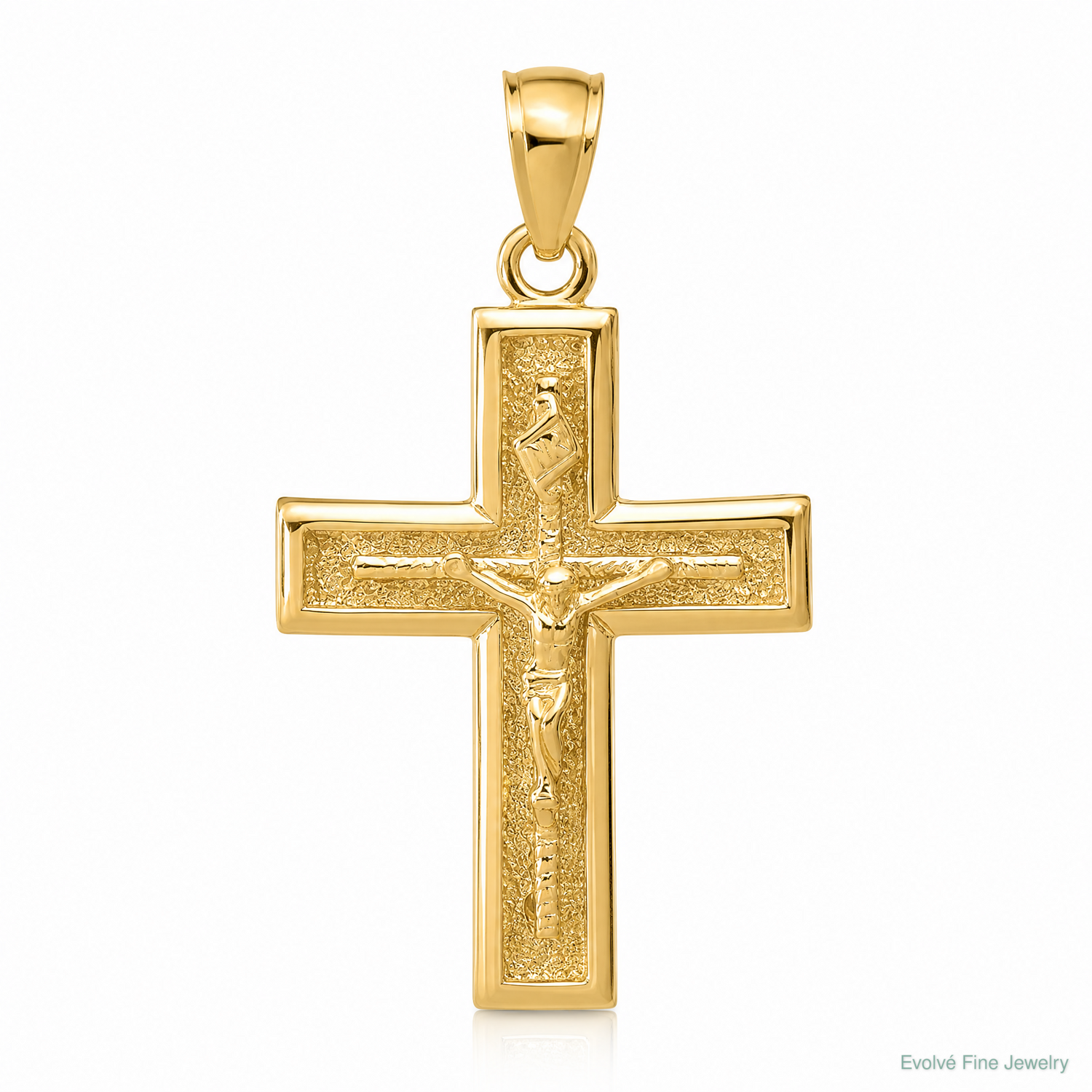 14k Polished Crucifix Pendant - Lifestyle View