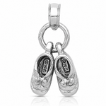 14k 3D Moveable White Gold Baby Shoes Charm - Lifestyle View
