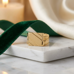 14k 13.0x11.0mm Open Back Diagonal Mens Signet Ring - Lifestyle View