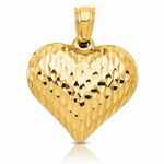 14K Polished and Textured 3-D Heart Pendant - Lifestyle View