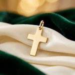 14k Polished Cross Charm - Lifestyle View