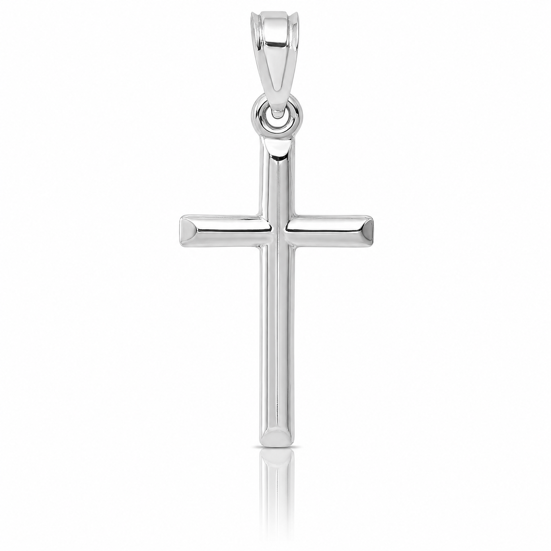 14k White Gold Hollow Cross Pendant - Lifestyle View