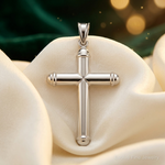14k White Gold Hollow Cross Pendant - Lifestyle View