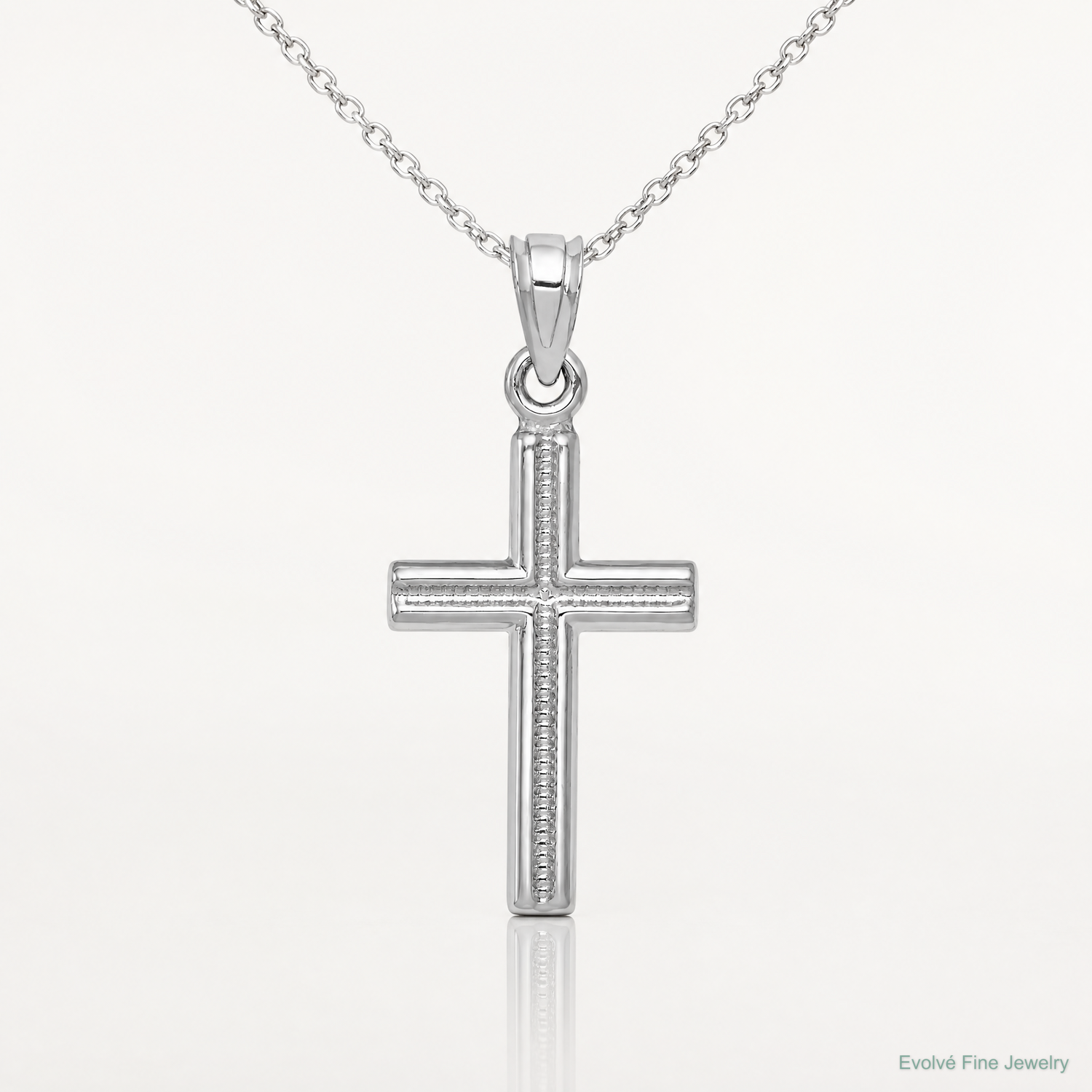 14k White Gold Cross Pendant - Lifestyle View