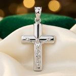 14K White Gold Reversible Crucifix Pendant - Lifestyle View