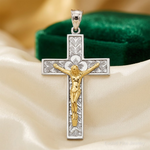 14k Two-tone Crucifix Pendant - Lifestyle View