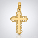 14k Budded Cross Charm - Lifestyle View