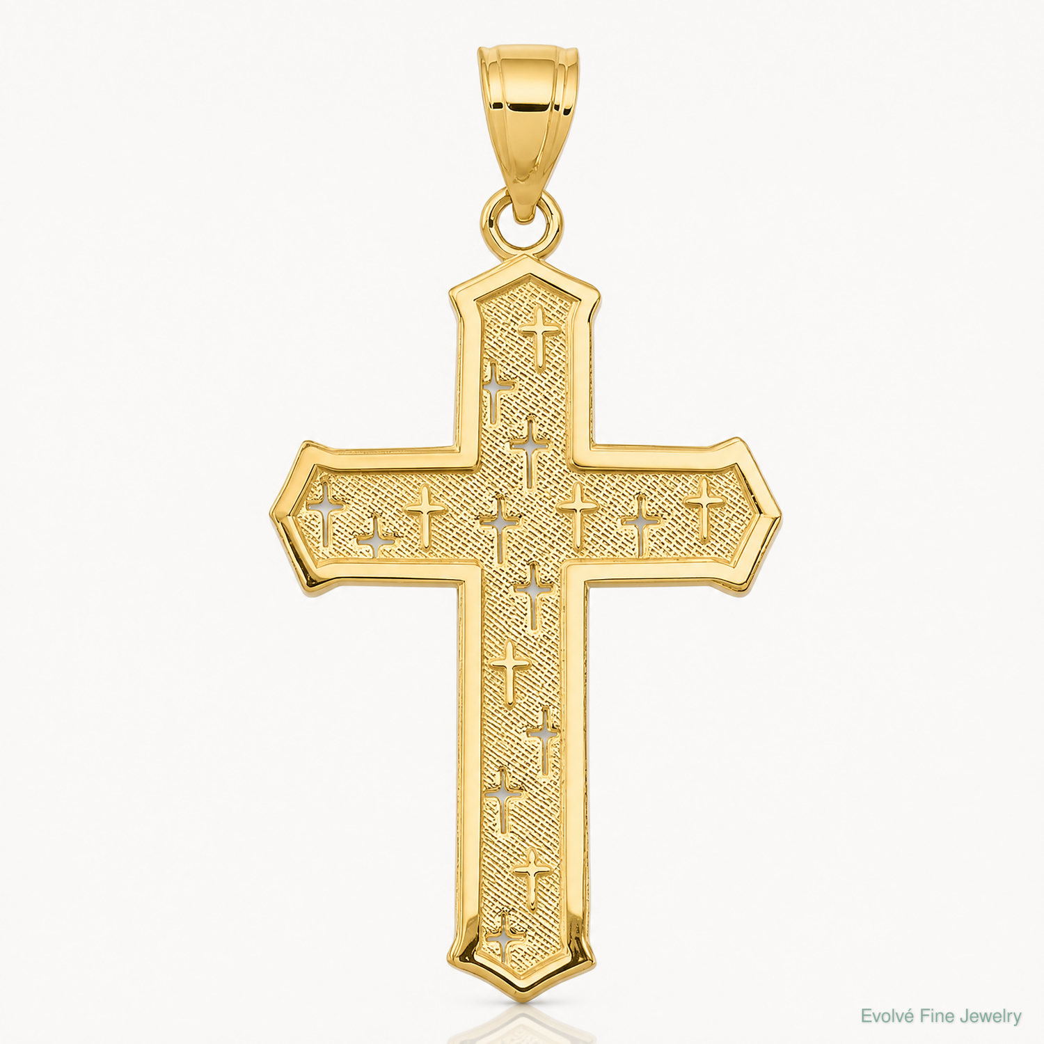 14k Passion Cross Pendant - Lifestyle View