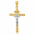 14K Two-tone INRI Crucifix Pendant - Lifestyle View