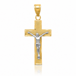 14K Two-tone Diamond-cut Crucifix Charm - Lifestyle View