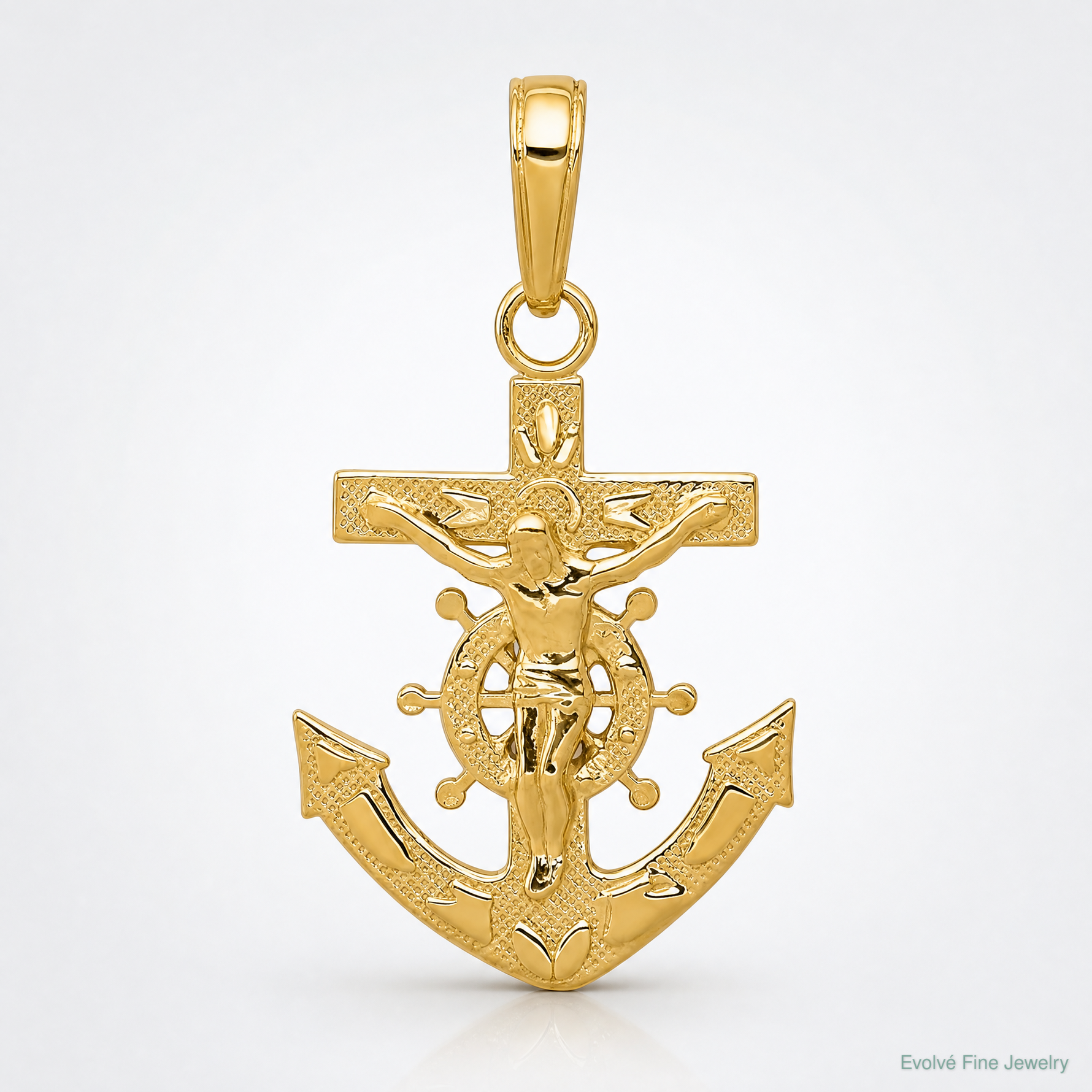 14k Mariners Crucifix Pendant - Lifestyle View