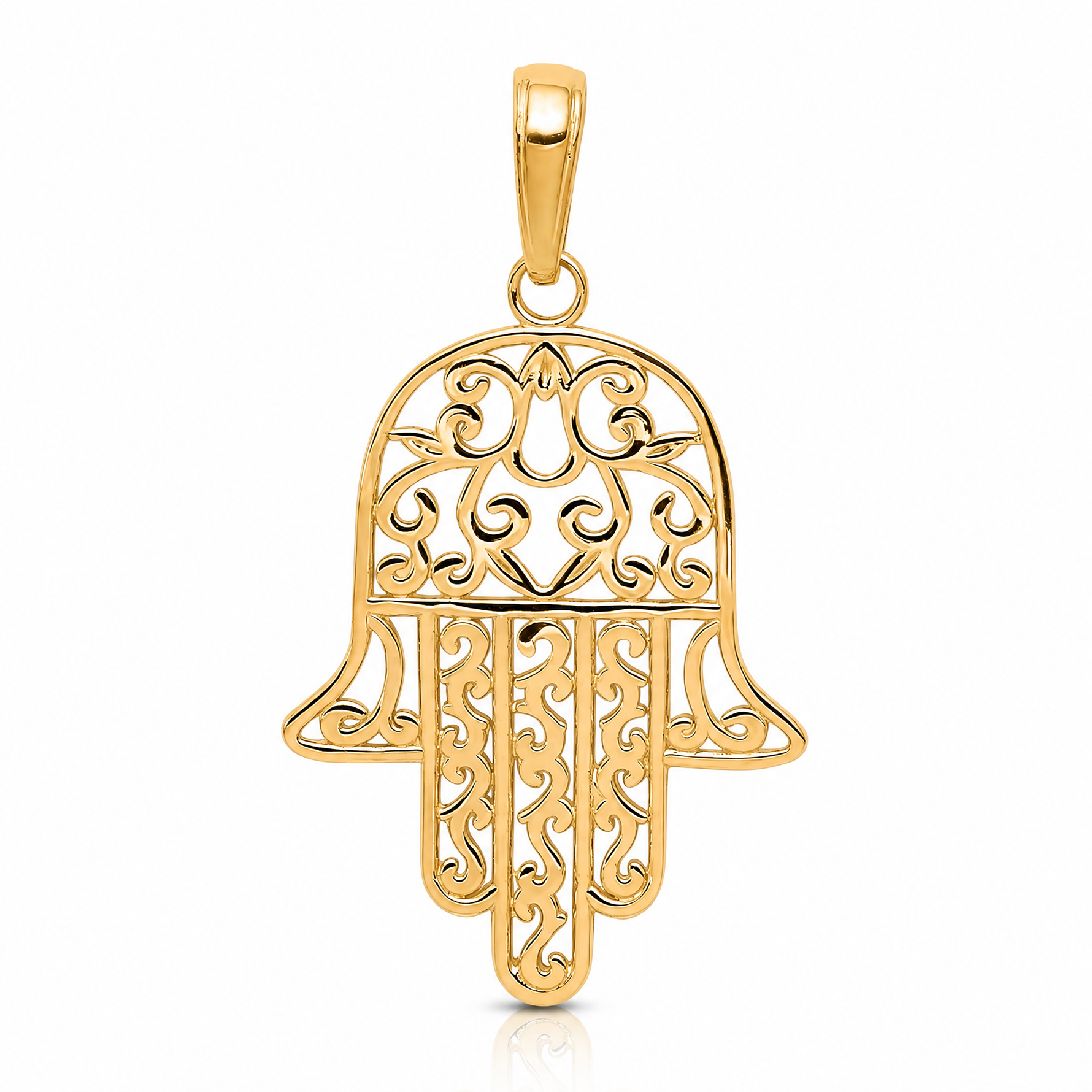 14K Filigree Chamseh Pendant - Lifestyle View