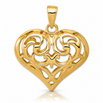 14K Polished 3-D Filigree Puffed Heart Pendant - Lifestyle View