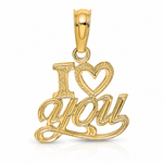 14K Polished and Textured I HEART YOU Charm - Lifestyle View