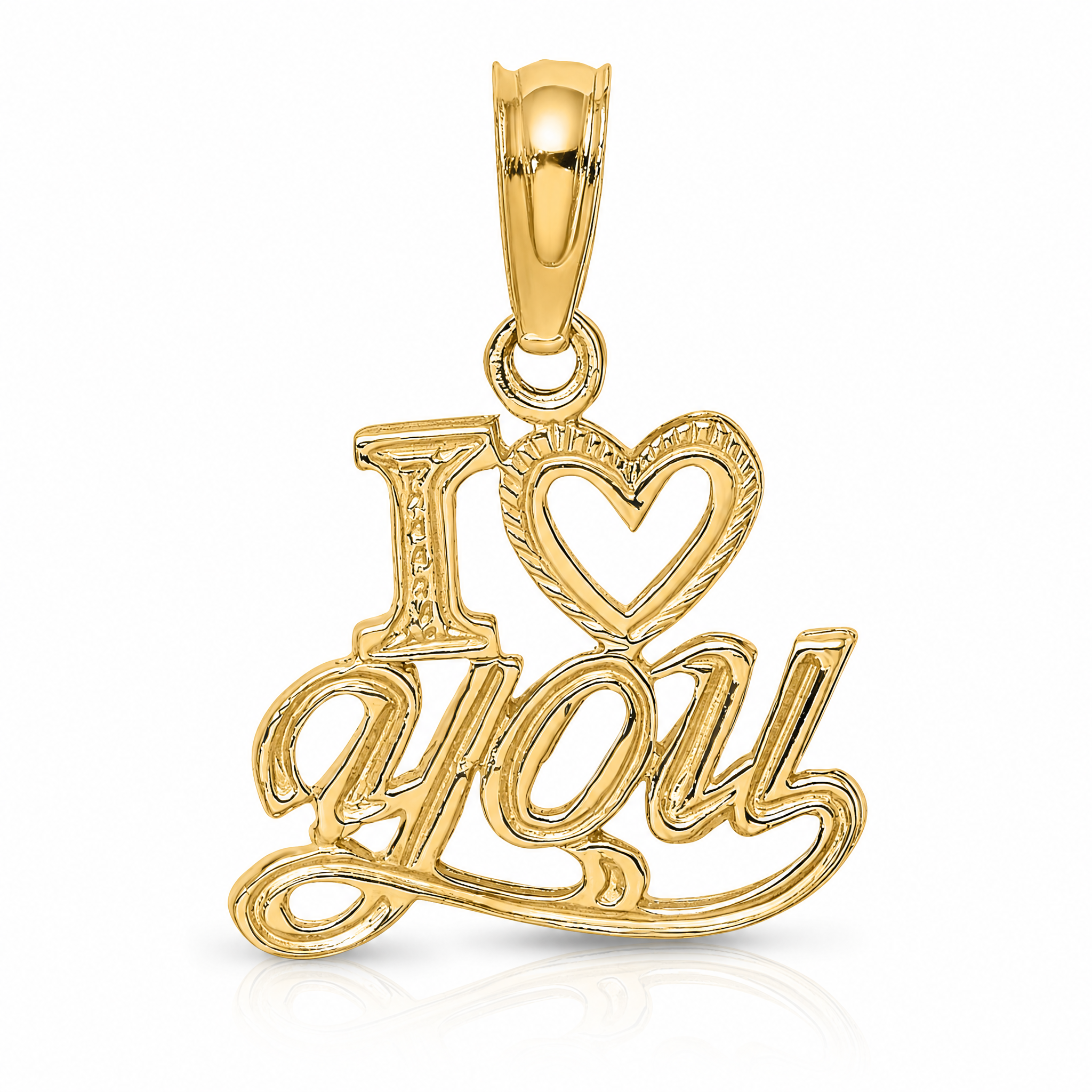 14K Polished and Textured I HEART YOU Charm - Lifestyle View