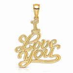 14K Textured I LOVE YOU Charm - Lifestyle View