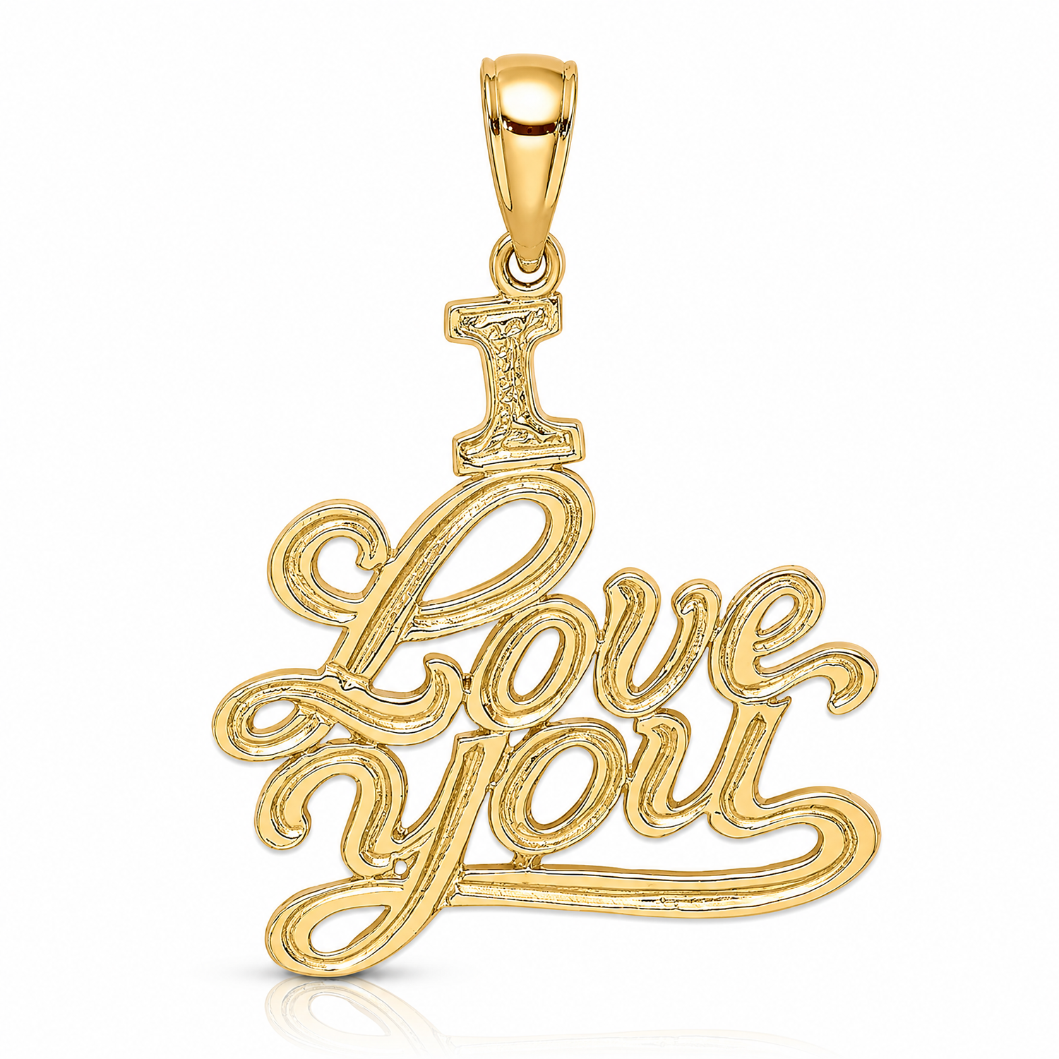 14K Textured I LOVE YOU Charm - Lifestyle View