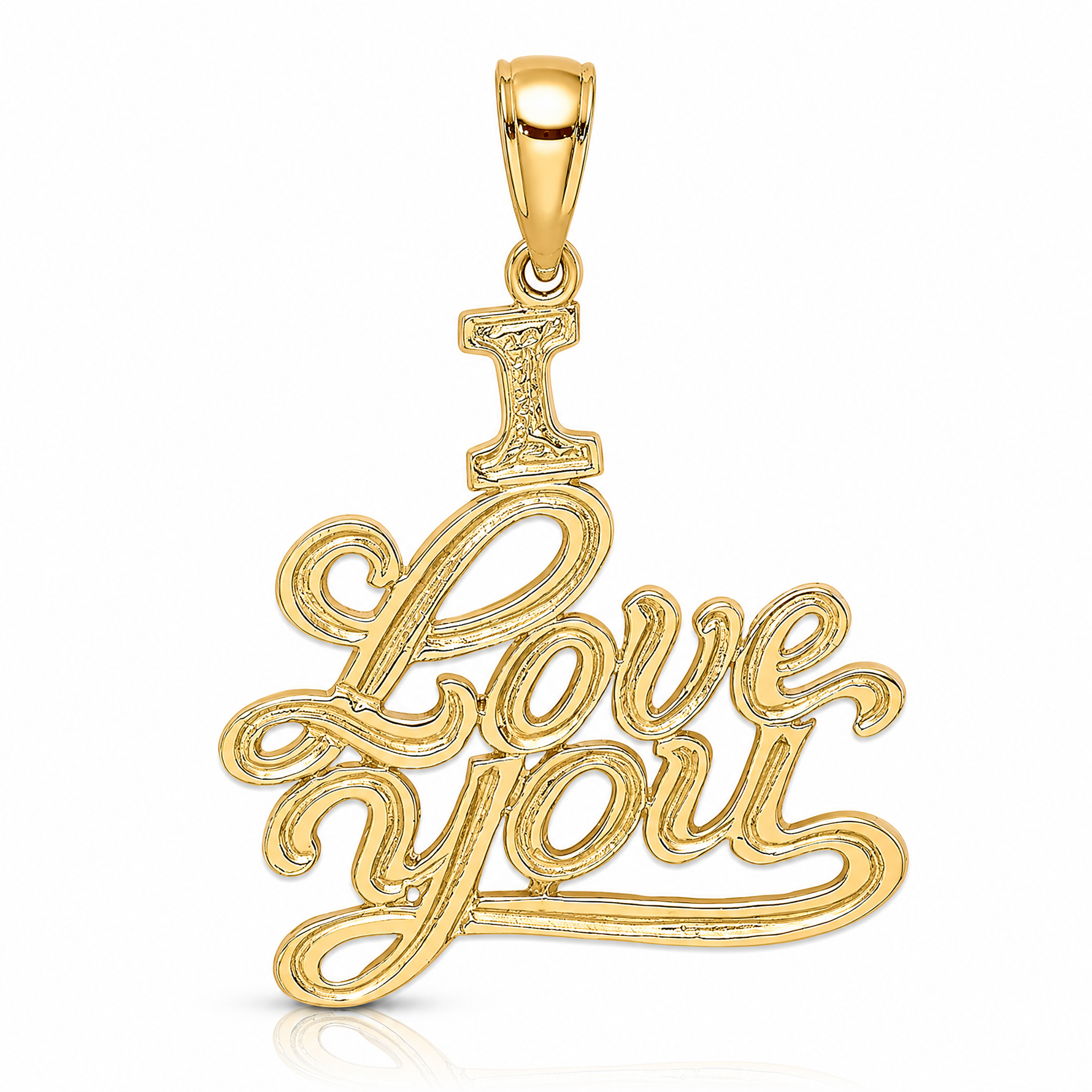 14K Textured I LOVE YOU Charm - Lifestyle View