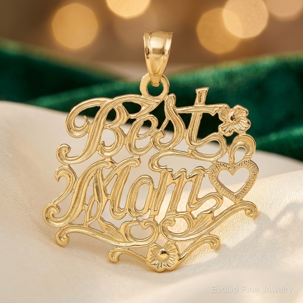 14K BEST MOM Charm - Lifestyle View