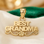 14k BEST GRANDMA Pendant - Lifestyle View