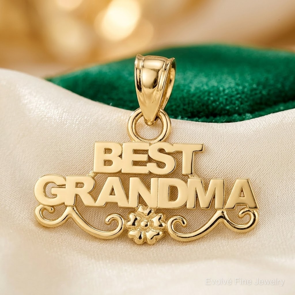 14k BEST GRANDMA Pendant - Lifestyle View