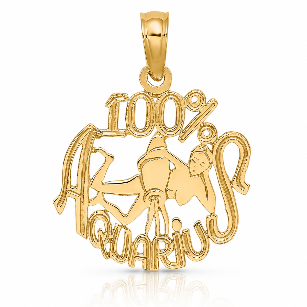 14K 100% AQUARIUS Zodiac Charm - Lifestyle View