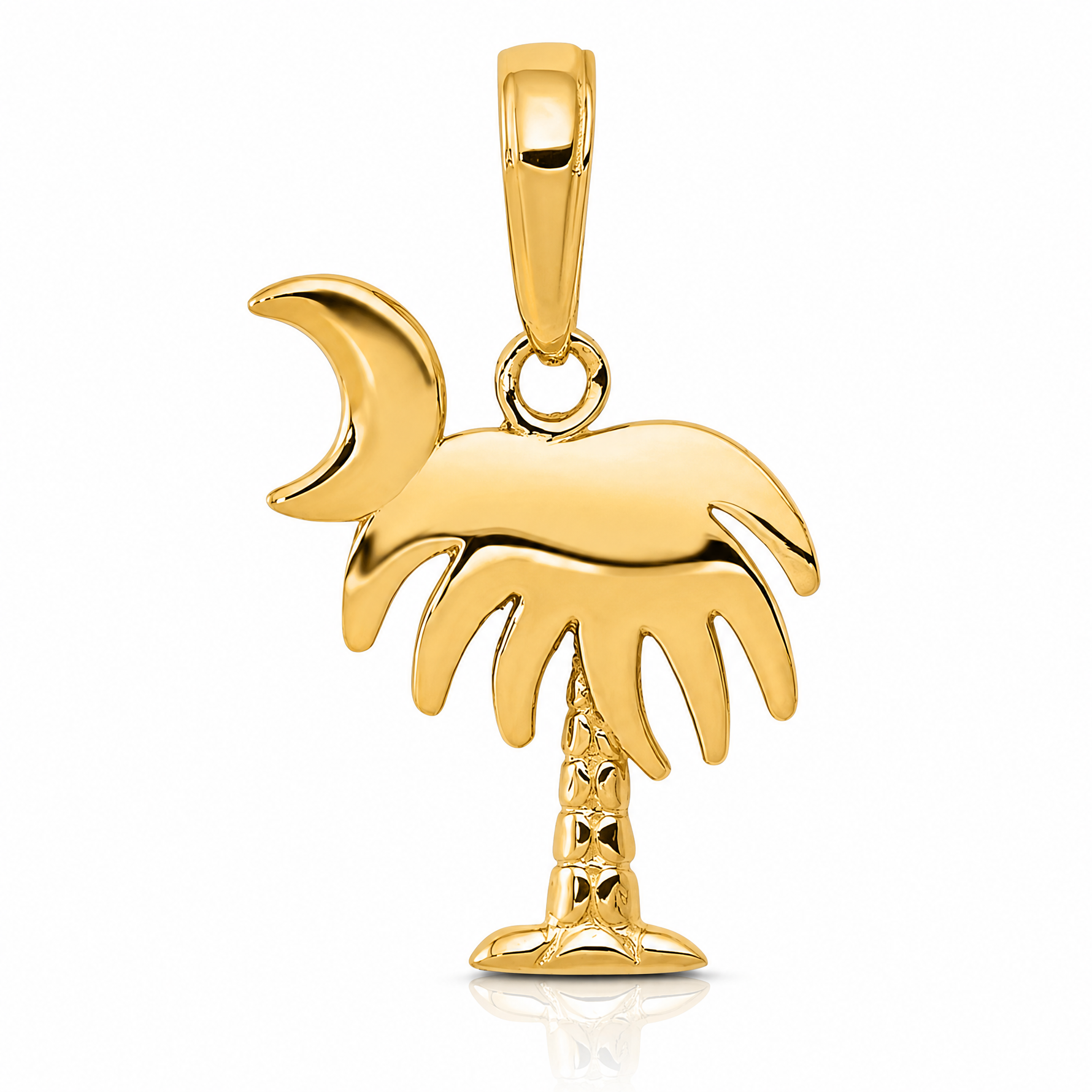 14K Charleston Palm Tree with Moon Pendant - Lifestyle View
