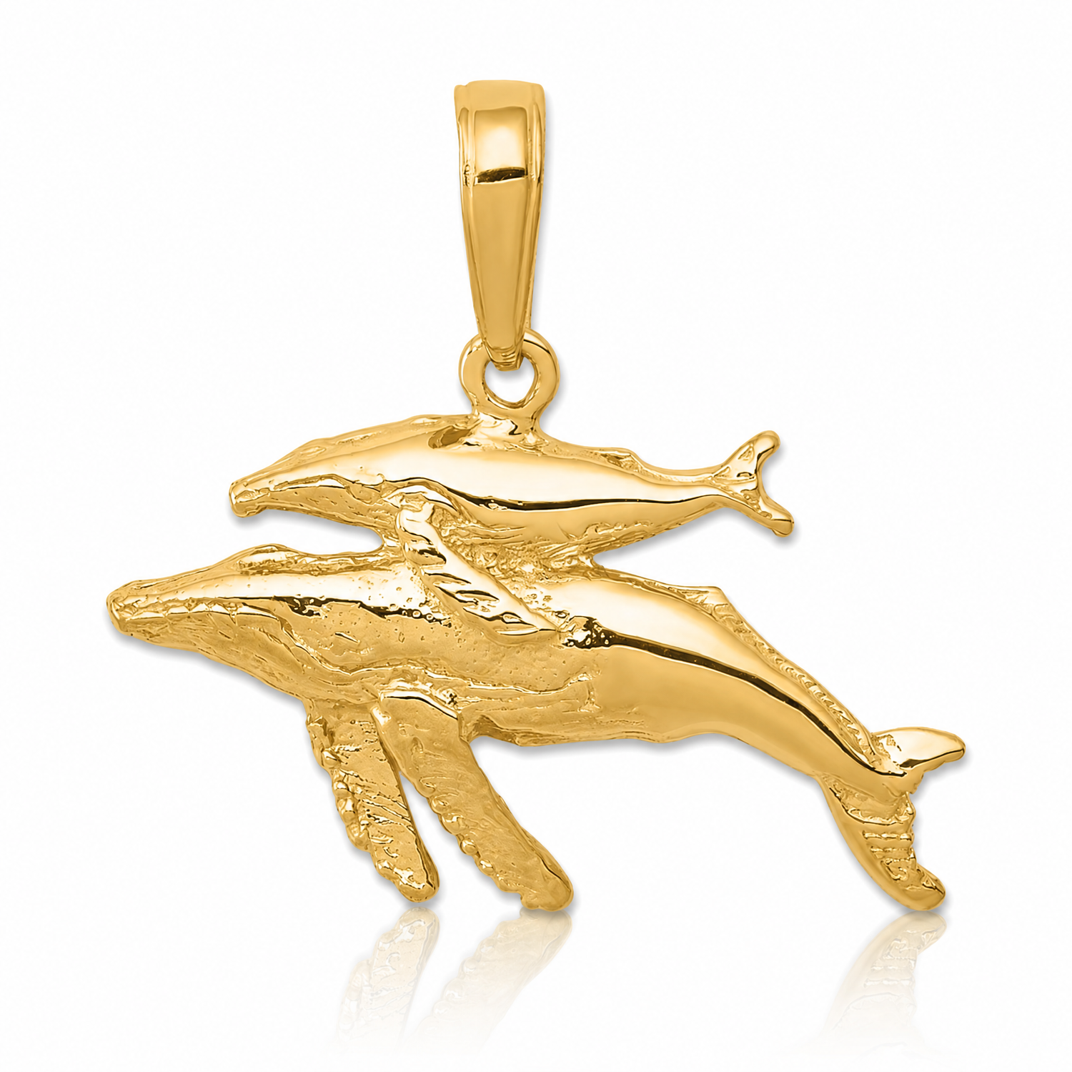 14K Mother and Baby Humpback Whale Pendant - Lifestyle View