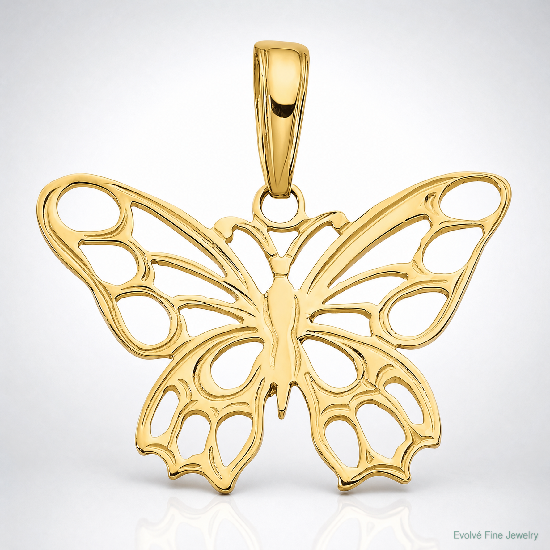 14K Butterfly Cut-out Pendant - Lifestyle View