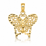 14K Diamond-cut Butterfly Pendant - Lifestyle View