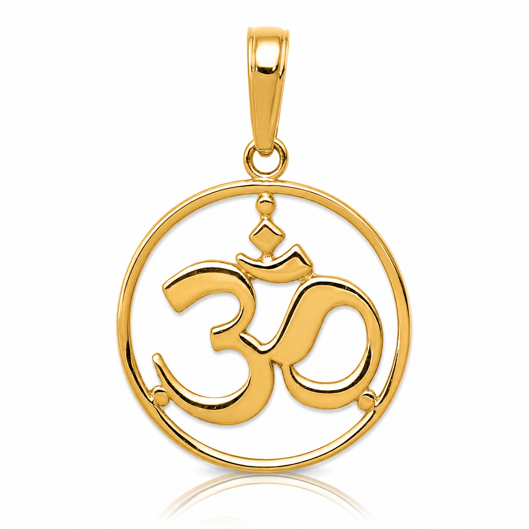 14K Cut-out Round Frame Yoga Om Symbol Pendant - Lifestyle View