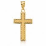 14K Medium Satin Cross Pendant - Lifestyle View