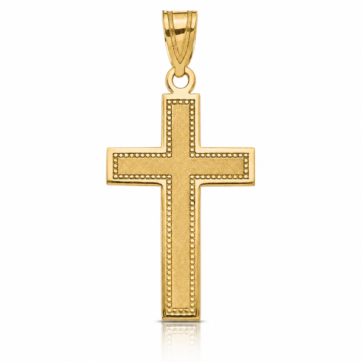 14K Medium Satin Cross Pendant - Lifestyle View
