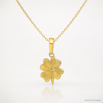 14k Polished and Textured 4-Leaf Clover Pendant - Lifestyle View