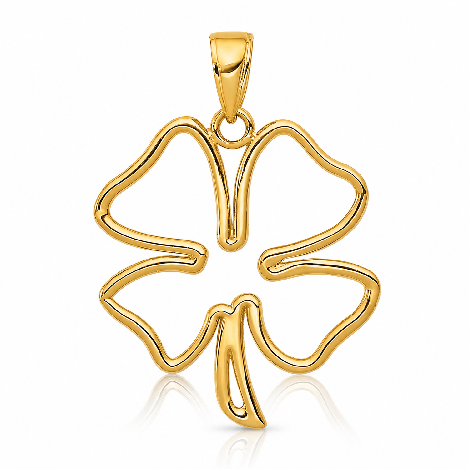 14k Polished Cut Out 4-Leaf Clover Pendant - Lifestyle View