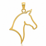 14k Polished Cut Out Horse Head Pendant - Lifestyle View