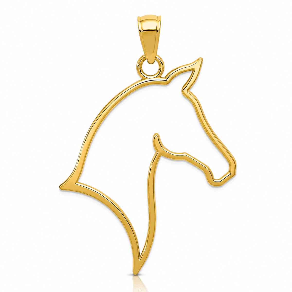 14k Polished Cut Out Horse Head Pendant - Lifestyle View