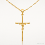 14K Brushed & Diamond-cut Crucifix Cross Pendant - Lifestyle View
