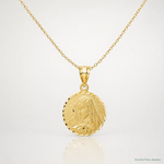 14K Brushed Diamond-Cut Virgin Mary Pendant - Lifestyle View