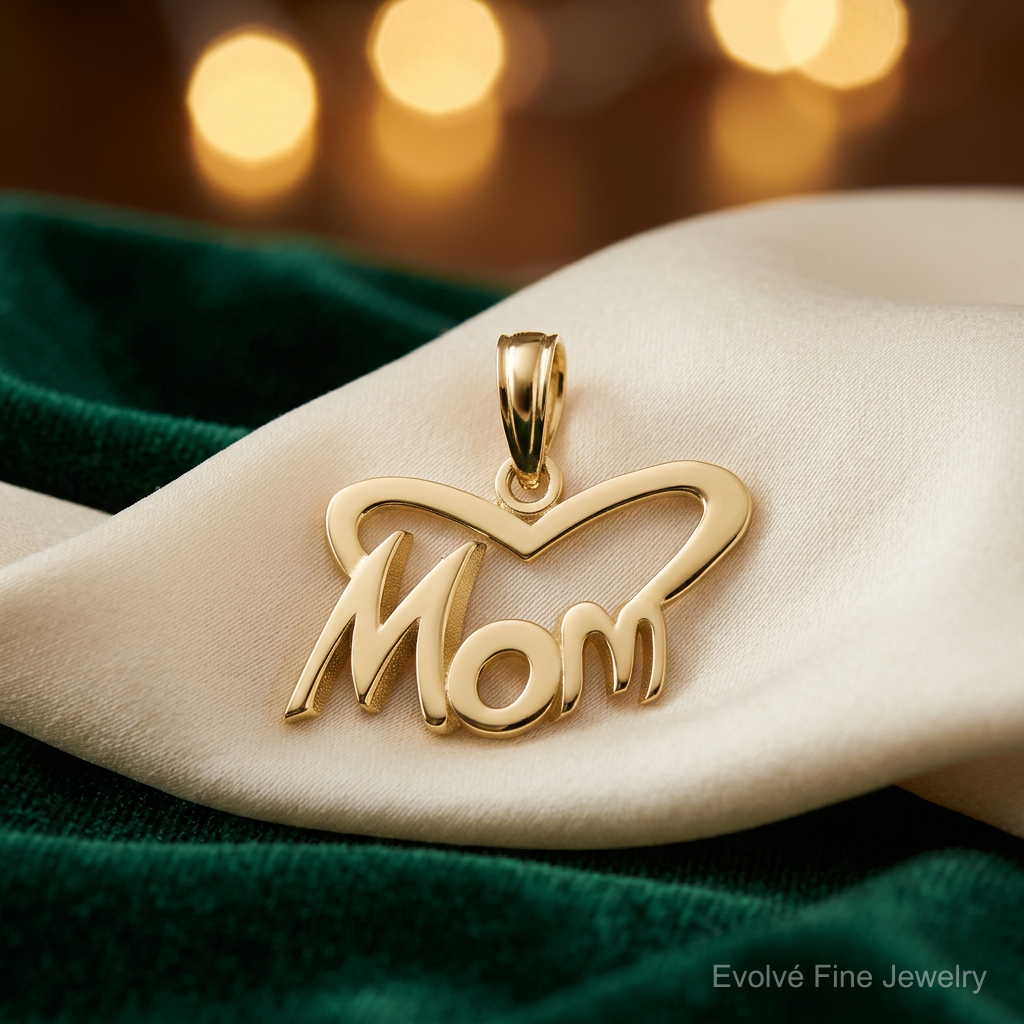 14k MOM Heart Pendant - Lifestyle View