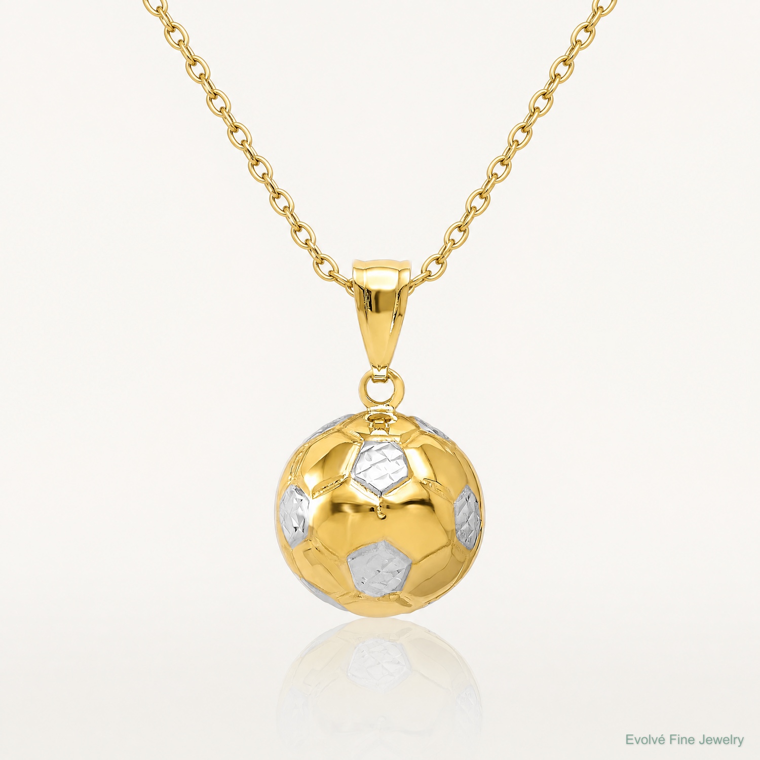 14K w/Rhodium Soccer Ball Pendant - Lifestyle View