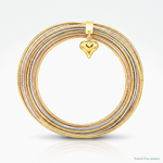 14K w/Dangle Heart Tri-color Set of 7 Textured Slip-on Bangles - Lifestyle View
