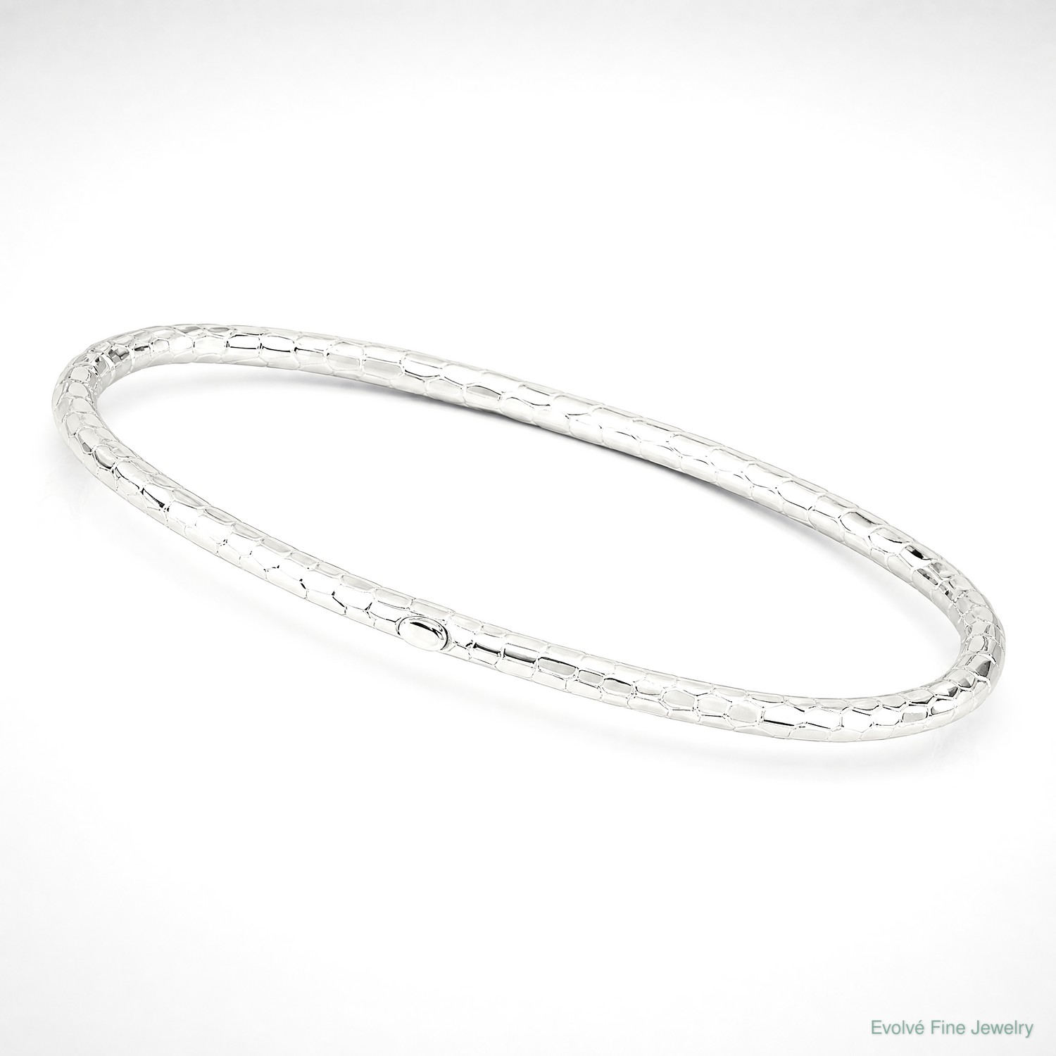 14k White Gold Textured Slip-on Bangle Bracelet - Lifestyle View