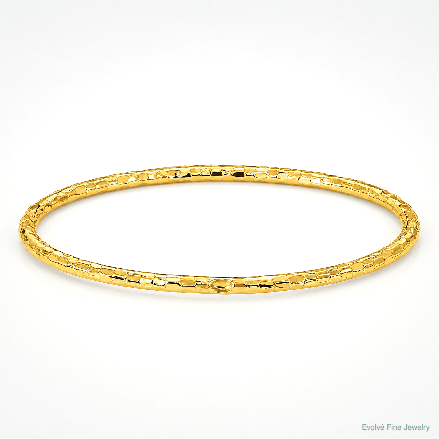 14k Polished Textured Slip-on Bangle Bracelet - Lifestyle View