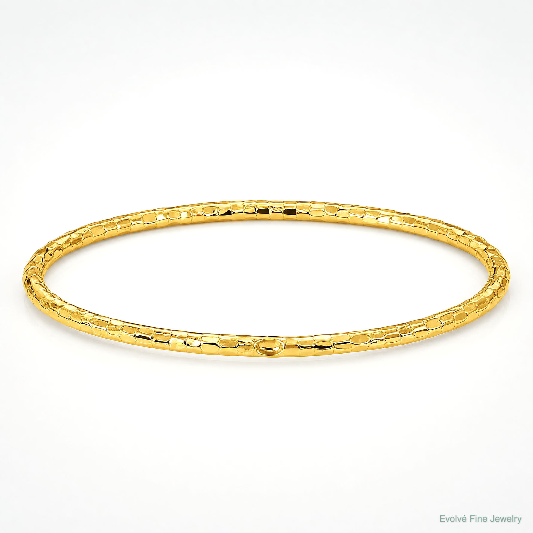14k Polished Textured Slip-on Bangle Bracelet - Lifestyle View