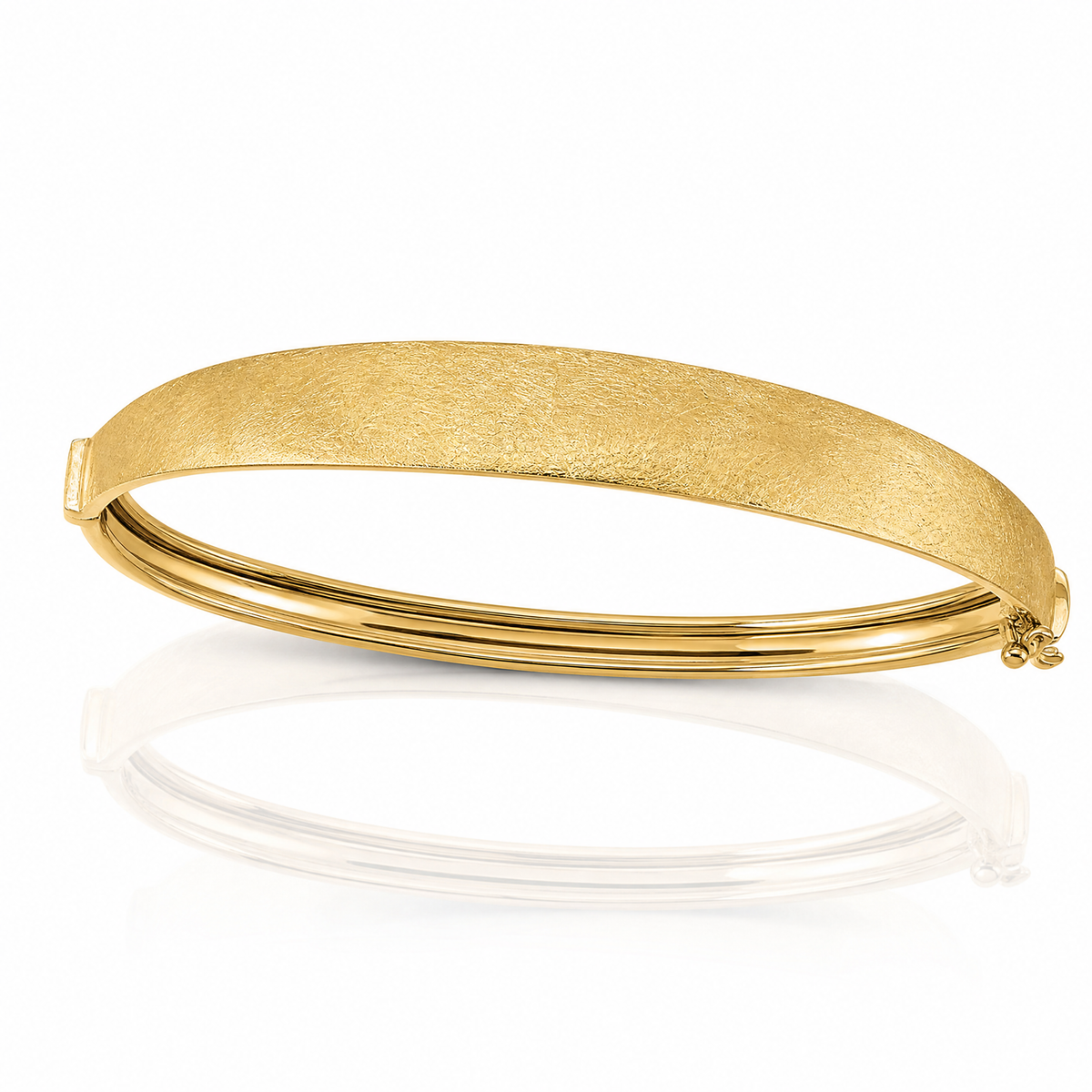 14k Satin Finish Graduated Hinged Bangle - Lifestyle View