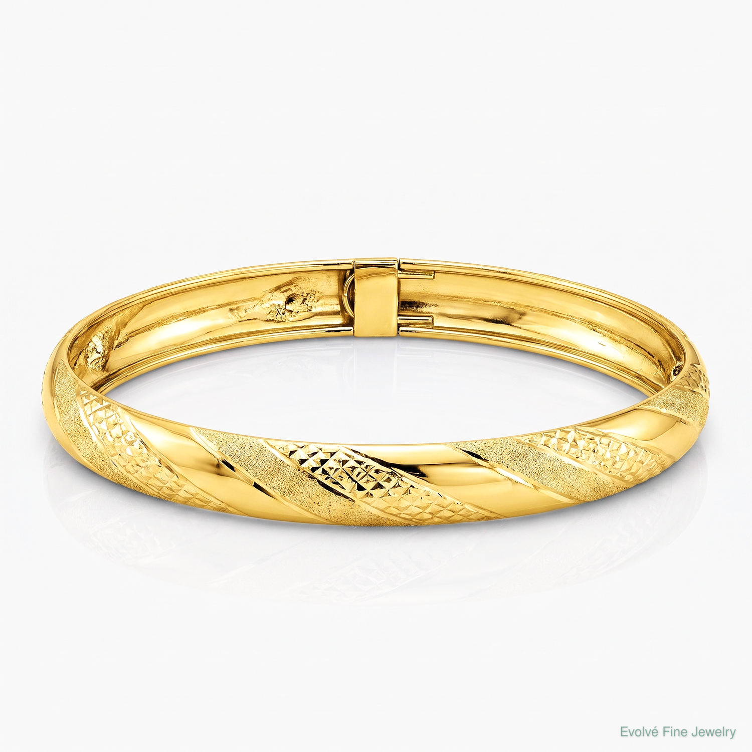 14k Twisted Diamond-cut Flexible Bangle - Lifestyle View