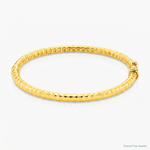 14K Polished and Textured Hinged Bangle Bracelet - Lifestyle View