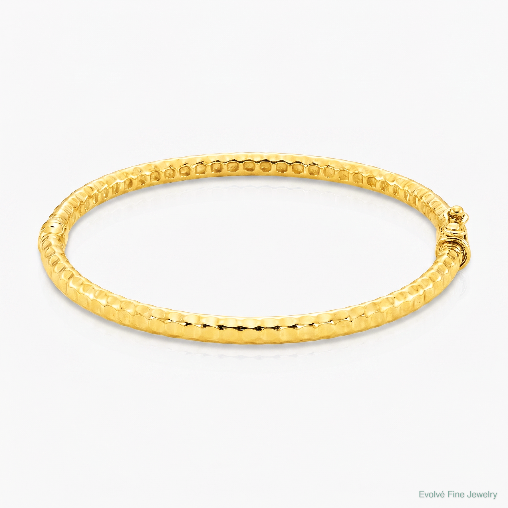 14K Polished and Textured Hinged Bangle Bracelet - Lifestyle View