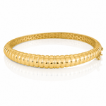 14K Polished and Textured Graduated Hinged Bangle - Lifestyle View